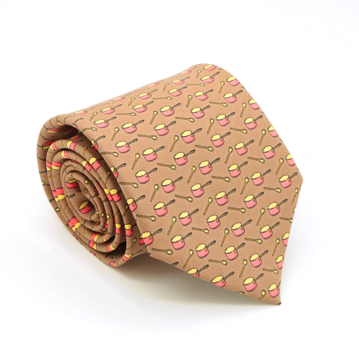 Pots Brown Necktie with Handkerchief Set - FHYINC best men&