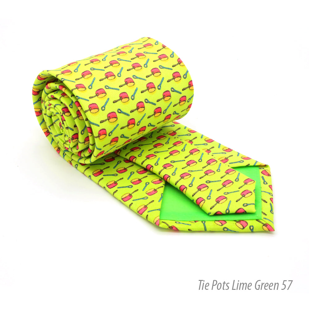 Pots Lime Green Necktie with Handkerchief Set - FHYINC best men&
