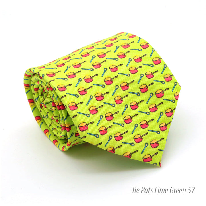 Pots Lime Green Necktie with Handkerchief Set - FHYINC best men&