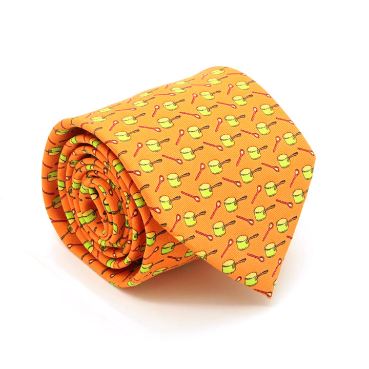 Pots Orange Necktie with Handkerchief Set - FHYINC best men&