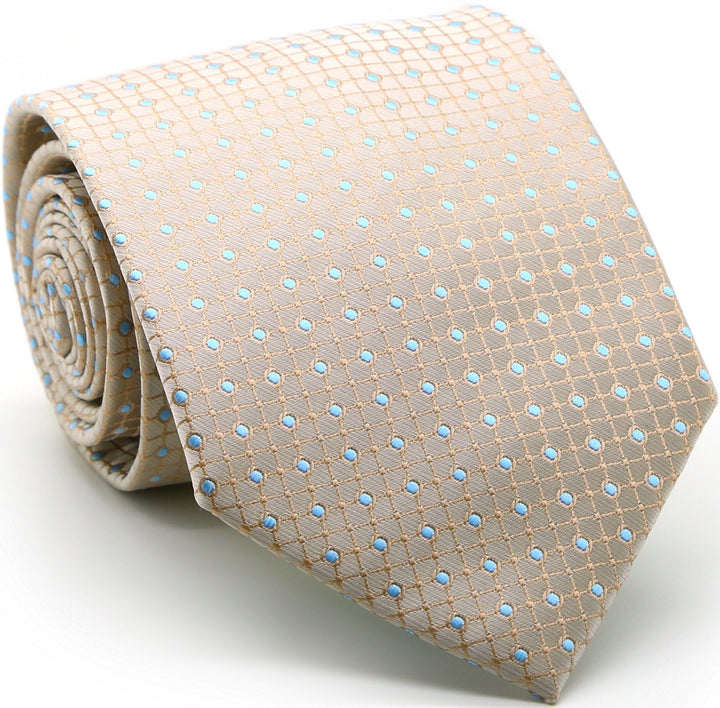 Mens Dads Classic Beige Geometric Pattern Business Casual Necktie &amp; Hanky Set UO-1 - FHYINC best men&