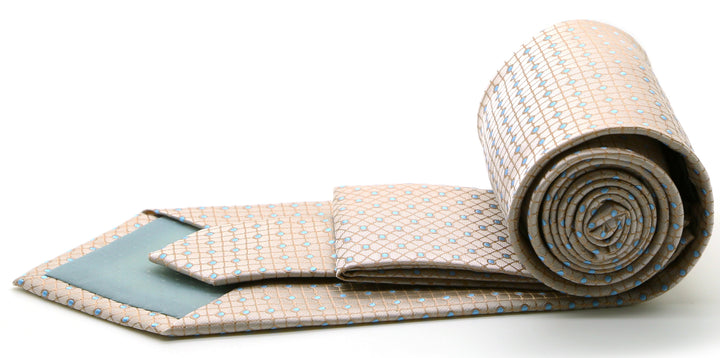 Mens Dads Classic Beige Geometric Pattern Business Casual Necktie &amp; Hanky Set UO-1 - FHYINC best men&