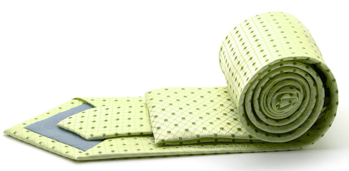 Mens Dads Classic Green Geometric Pattern Business Casual Necktie &amp; Hanky Set UO-2 - FHYINC best men&