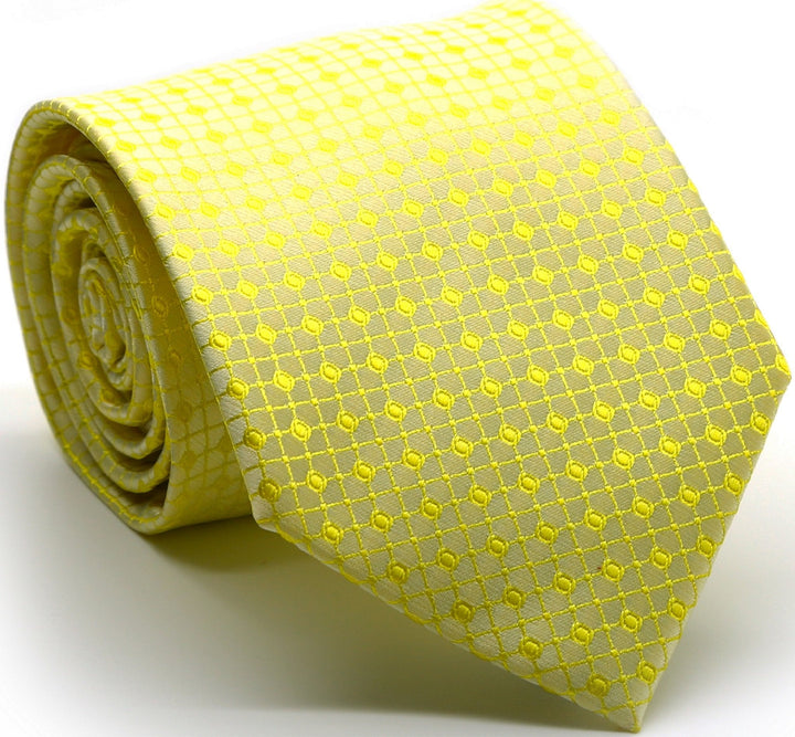Mens Dads Classic Yellow Geometric Pattern Business Casual Necktie &amp; Hanky Set UO-3 - FHYINC best men&