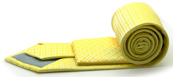 Mens Dads Classic Yellow Geometric Pattern Business Casual Necktie &amp; Hanky Set UO-3 - FHYINC best men&