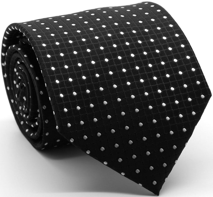 Mens Dads Classic Black Geometric Pattern Business Casual Necktie &amp; Hanky Set UO-4 - FHYINC best men&
