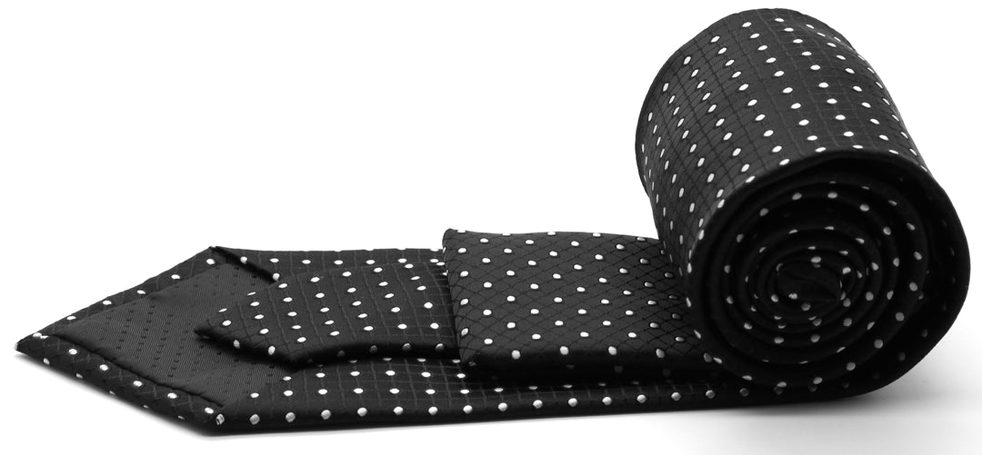 Mens Dads Classic Black Geometric Pattern Business Casual Necktie &amp; Hanky Set UO-4 - FHYINC best men&