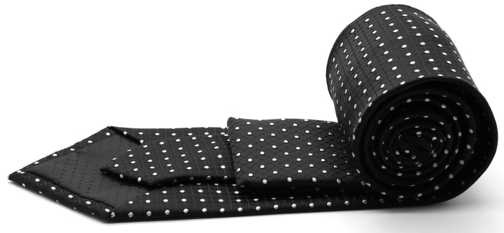 Mens Dads Classic Black Geometric Pattern Business Casual Necktie &amp; Hanky Set UO-4 - FHYINC best men&