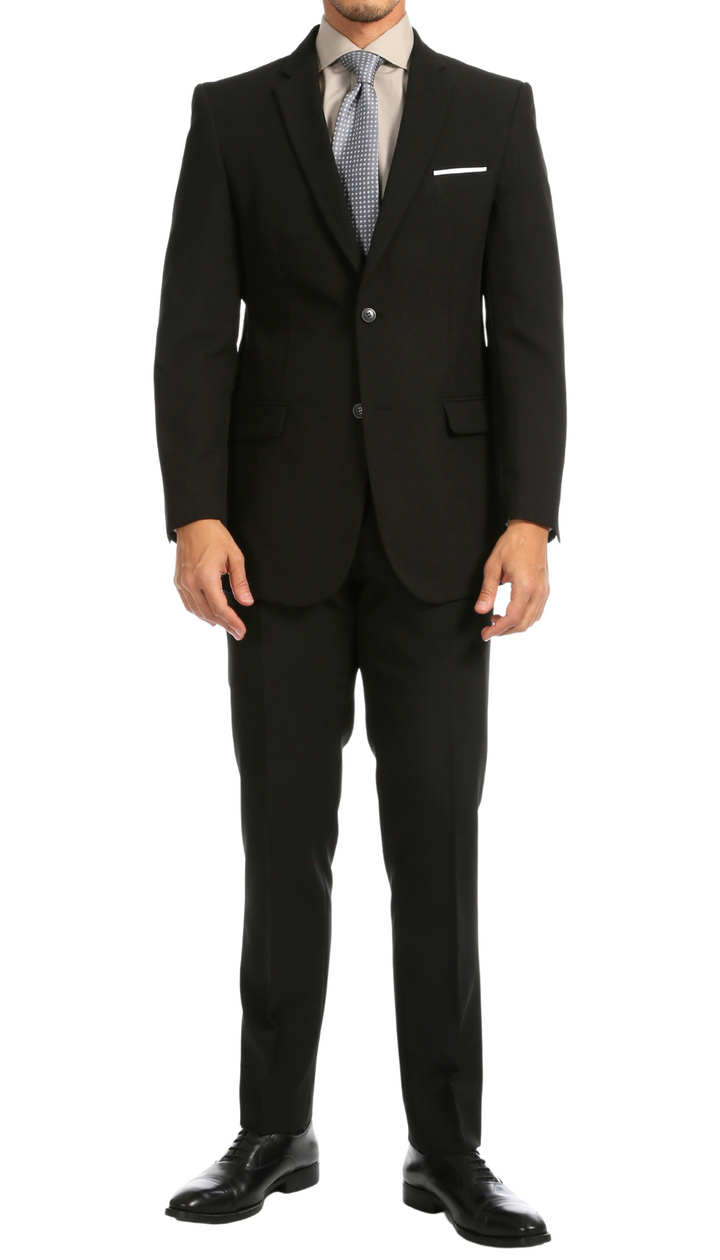 PL1969 Mens Black Regular Fit 2pc Suit Big &amp; Tall Sizes