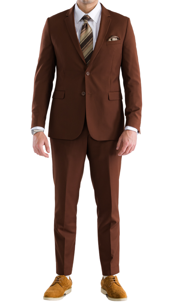 Mens 2 Button Dark Chocolate Brown 2 pcs suit ( Slim )