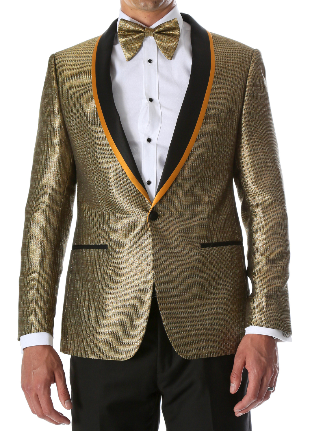 Men's Webber Black & Gold Modern Fit Shawl Collar Tuxedo Blazer - Young  Man's Prom Wear