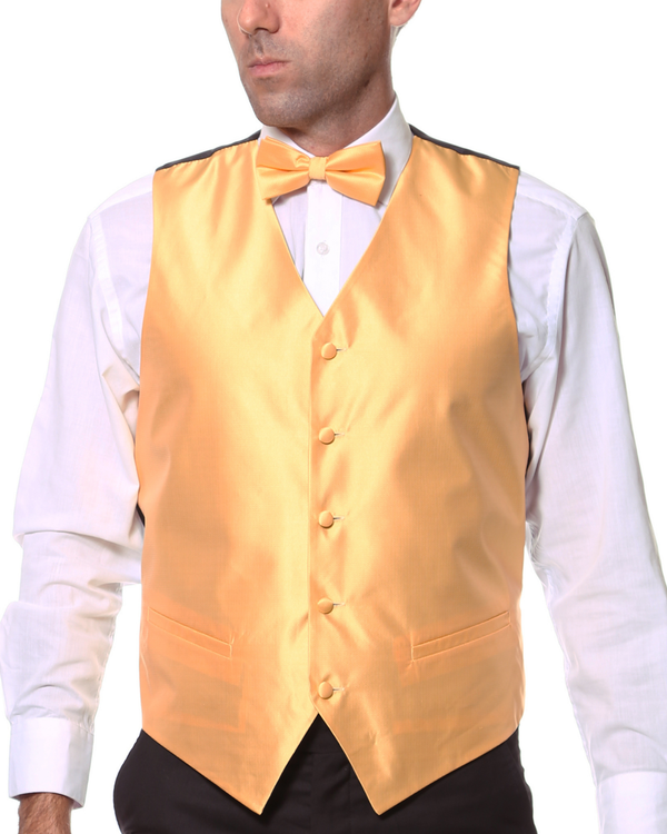 Ferrecci Mens PV450 - Gold with White Back Adjustable Textured Vest Set
