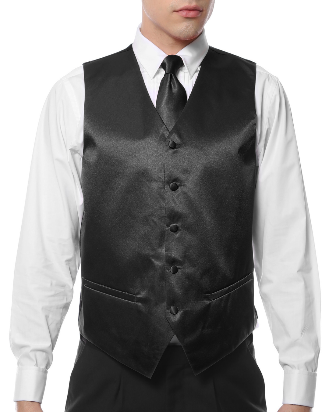 Ferrecci PV600 - Black with Black Back Adjustable Vest Set — front view