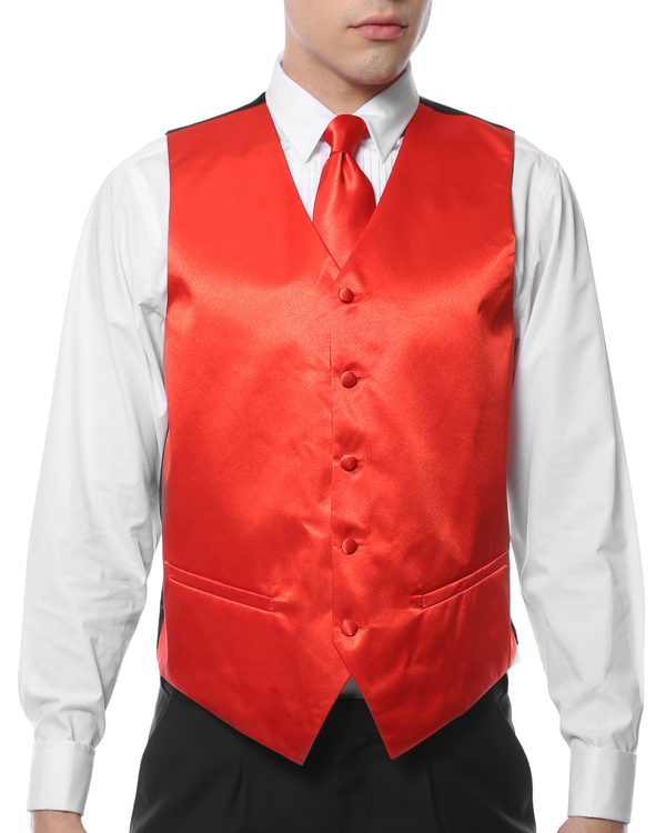 Ferrecci Mens PV600 - Red with Red Back Adjustable Vest Set
