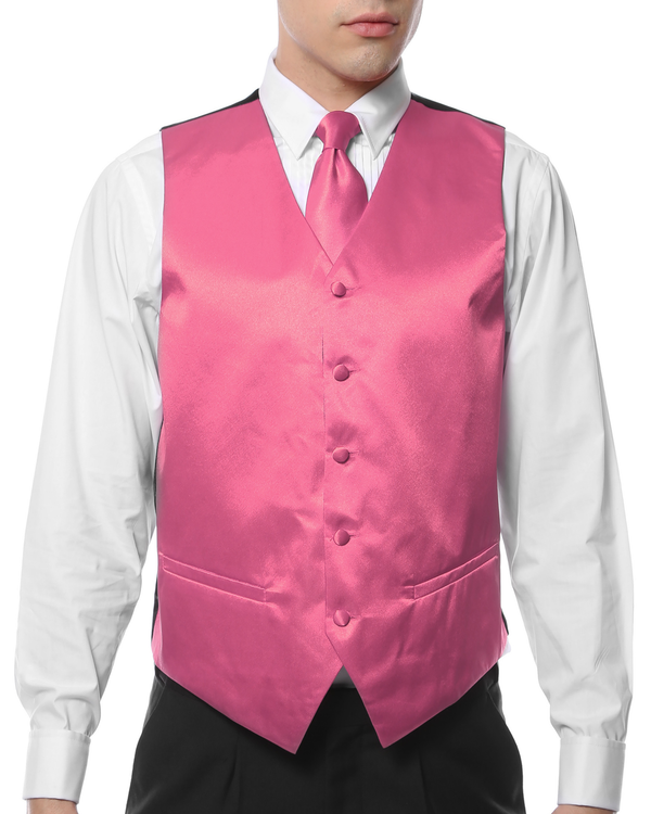 Ferrecci Mens PV600 - Fuschia with White Back Adjustable Vest Set