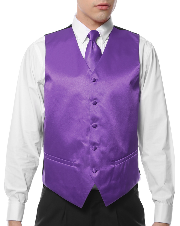 Ferrecci Mens PV600 - Purple with White Back Adjustable Vest Set