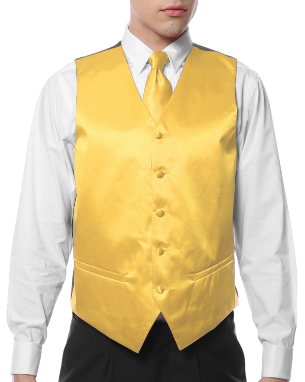 Ferrecci Mens PV600 - Yellow with Yellow Back Adjustable Vest Set