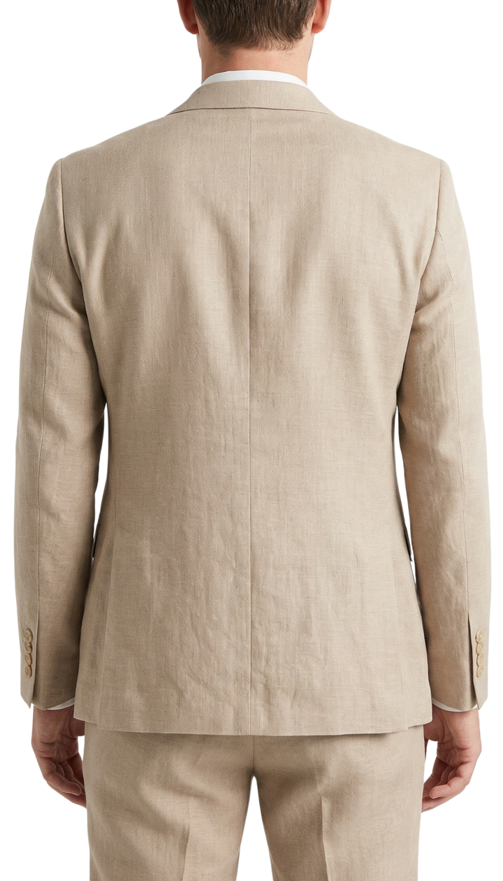 JAX MENS TAN 2 BUTTON NOTCH LAPEL PICK STITCHING 3 PC SLIM FIT SUIT