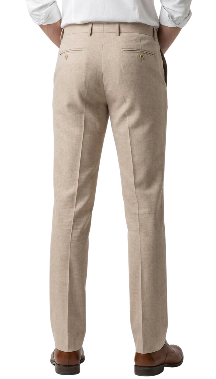 JAX MENS TAN 2 BUTTON NOTCH LAPEL PICK STITCHING 3 PC SLIM FIT SUIT