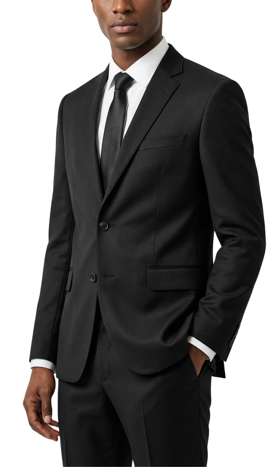 JAX MENS BLACK 2 BUTTON NOTCH LAPEL PICK STITCHING 3 PC SLIM FIT SUIT