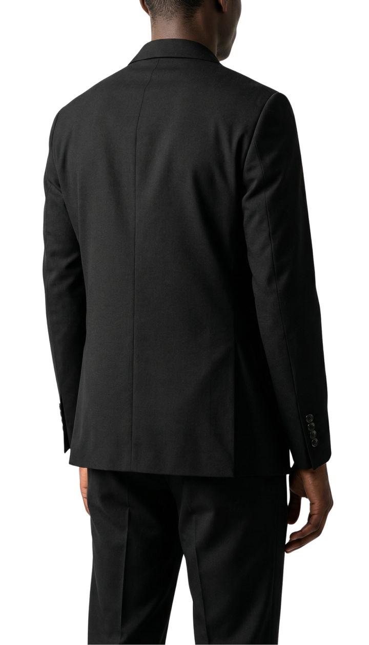 JAX MENS BLACK 2 BUTTON NOTCH LAPEL PICK STITCHING 3 PC SLIM FIT SUIT