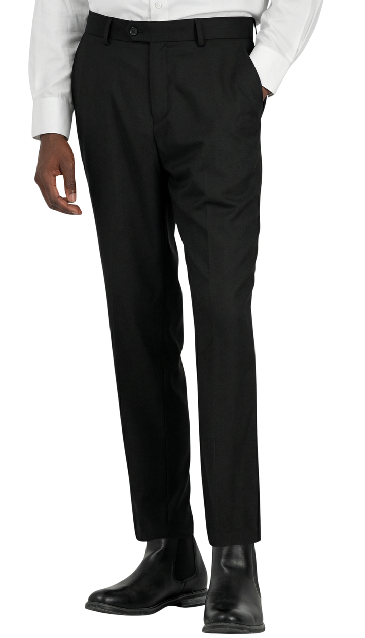 JAX MENS BLACK 2 BUTTON NOTCH LAPEL PICK STITCHING 3 PC SLIM FIT SUIT