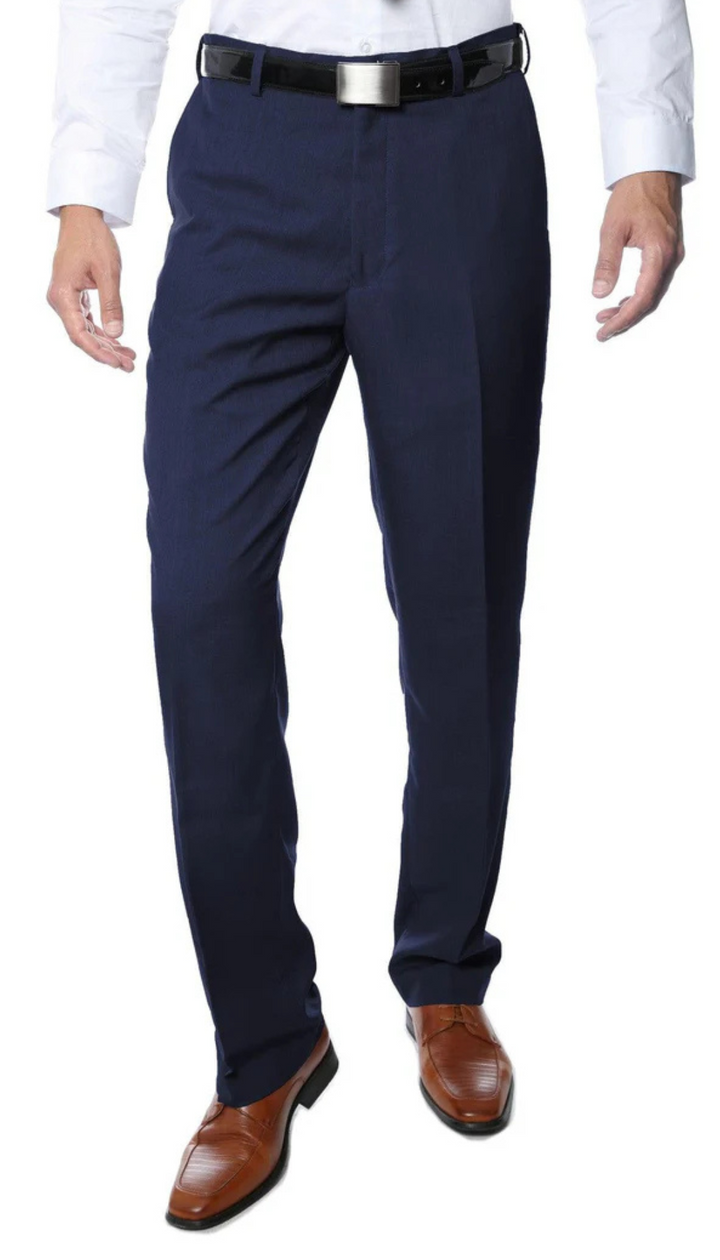 Premium Navy Regular Fit Suspender Ready Formal &amp; Business Pants