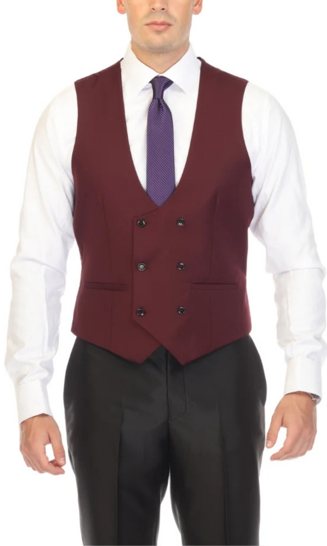 Cruz Mens Double Breasted Burgundy Vest 50