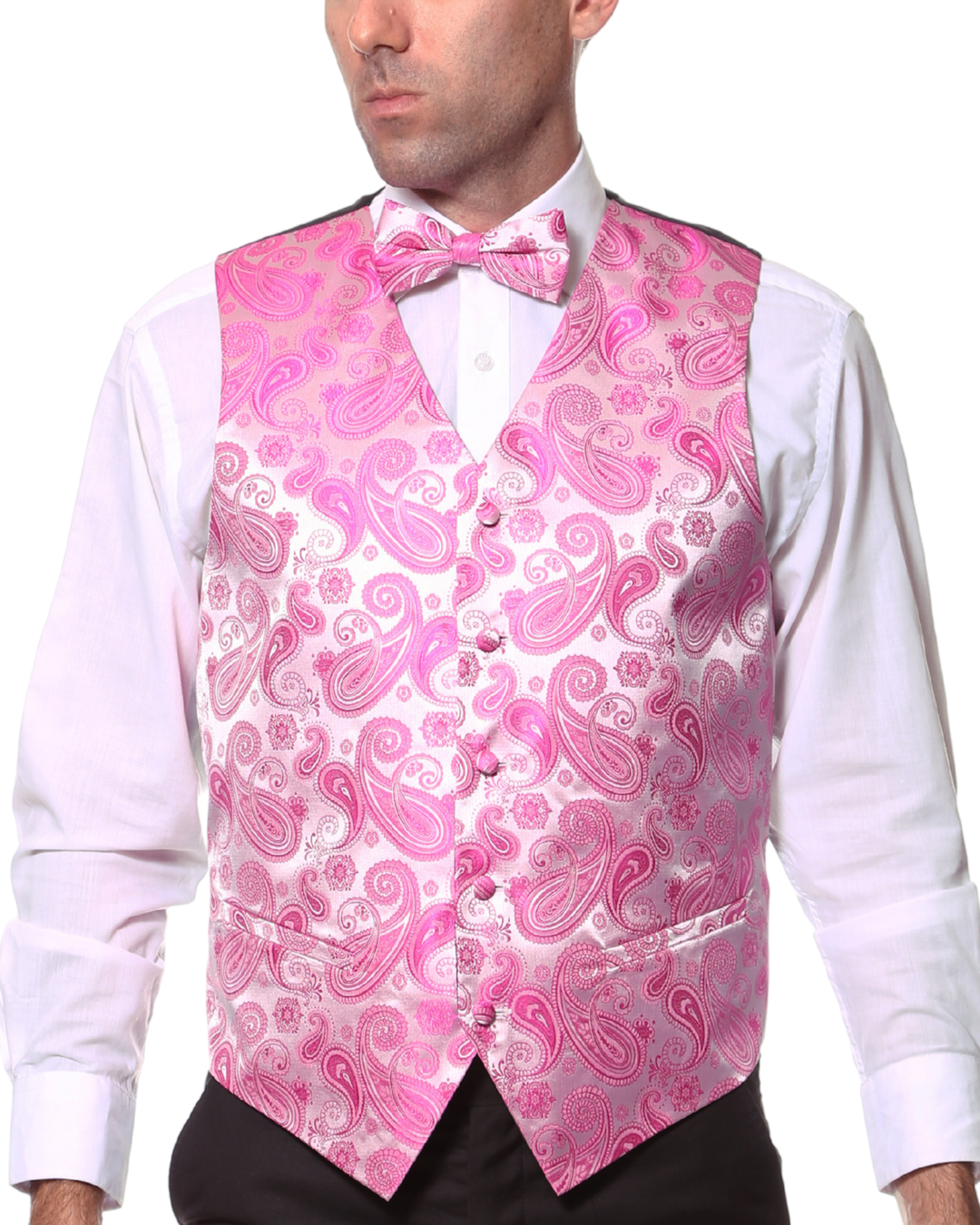 Ferrecci Mens PV350 - Fuchsia with Black Back Adjustable Vest Set M Ferrecci Mens PV350 - Fuchsia with Black Back Adjustable Vest Set M