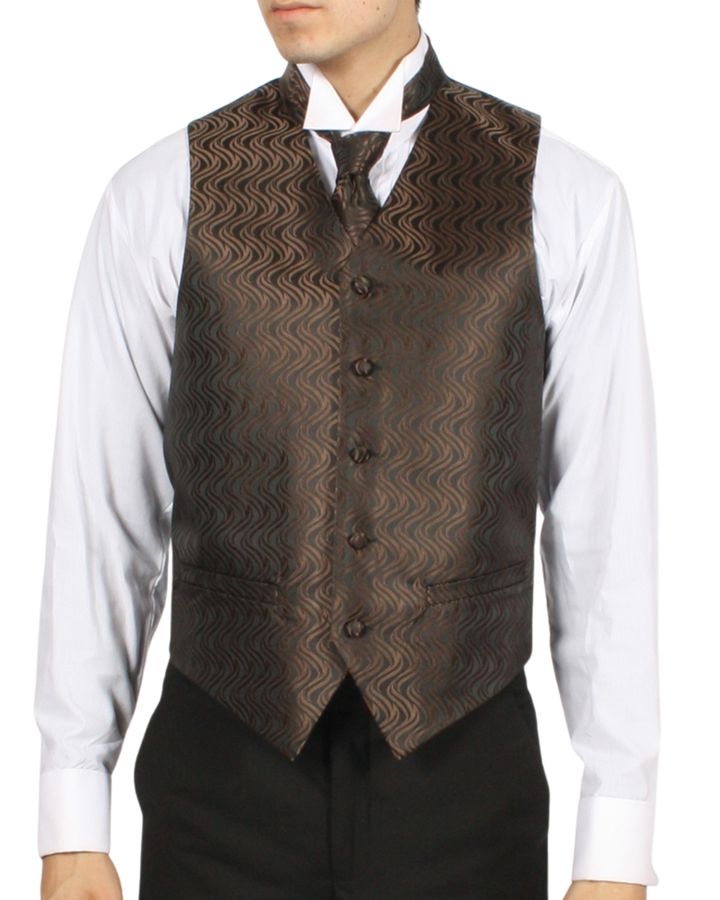 Ferrecci Mens PV150 - Brown with Black Back Adjustable Vest Set