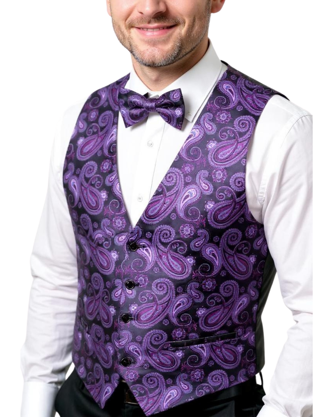 purple dress shirt black vest Pinstripe Boys shirt Vest, Pants, tie Suit Set, Purple/Black Size: 5,6