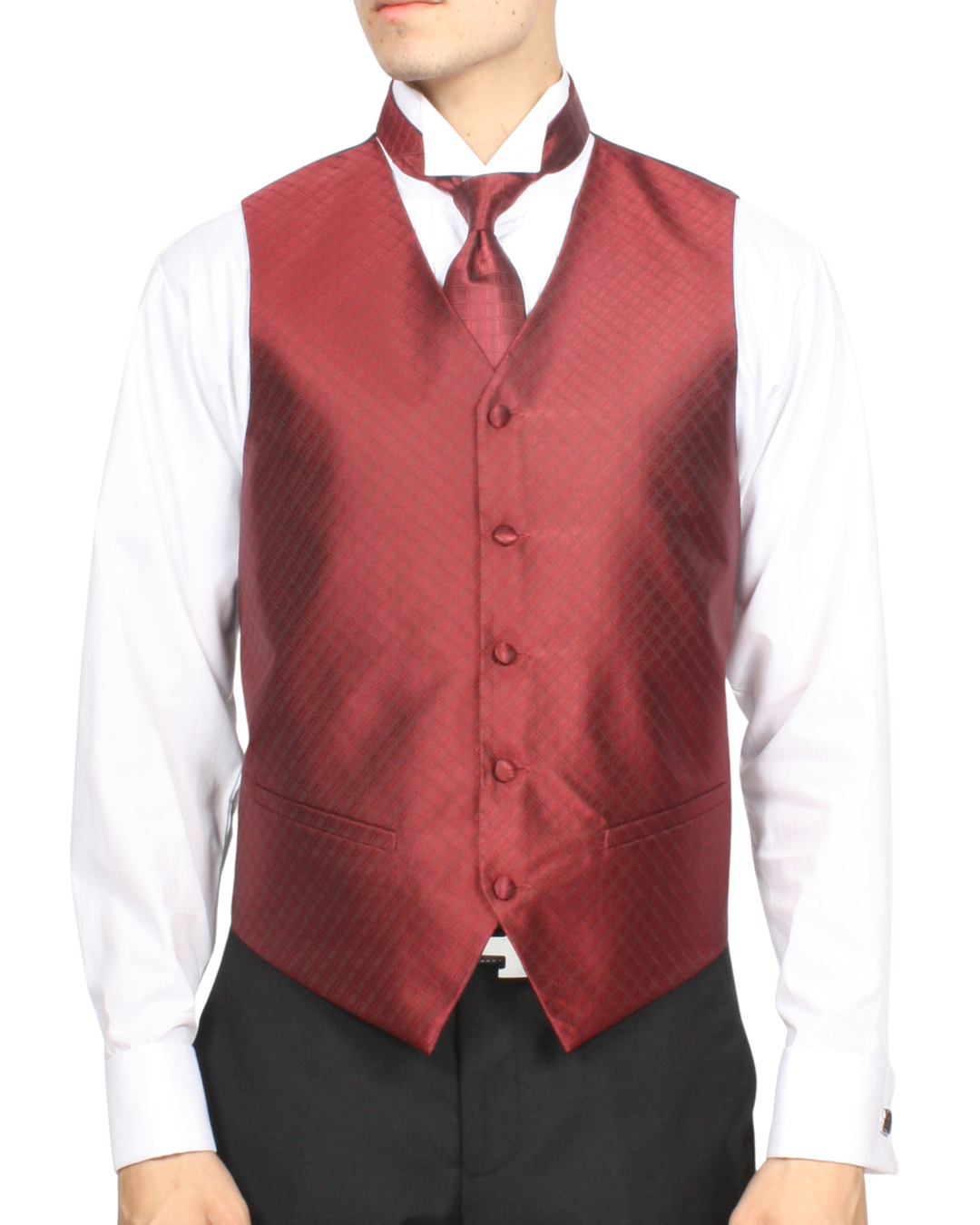 red dress shirt with black vest Ferrecci Mens PV300