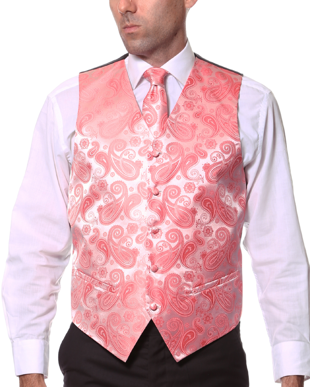 pink dress shirt black vest Boys Pinstripe Vest Suit with Fuchsia Shirt 2-14