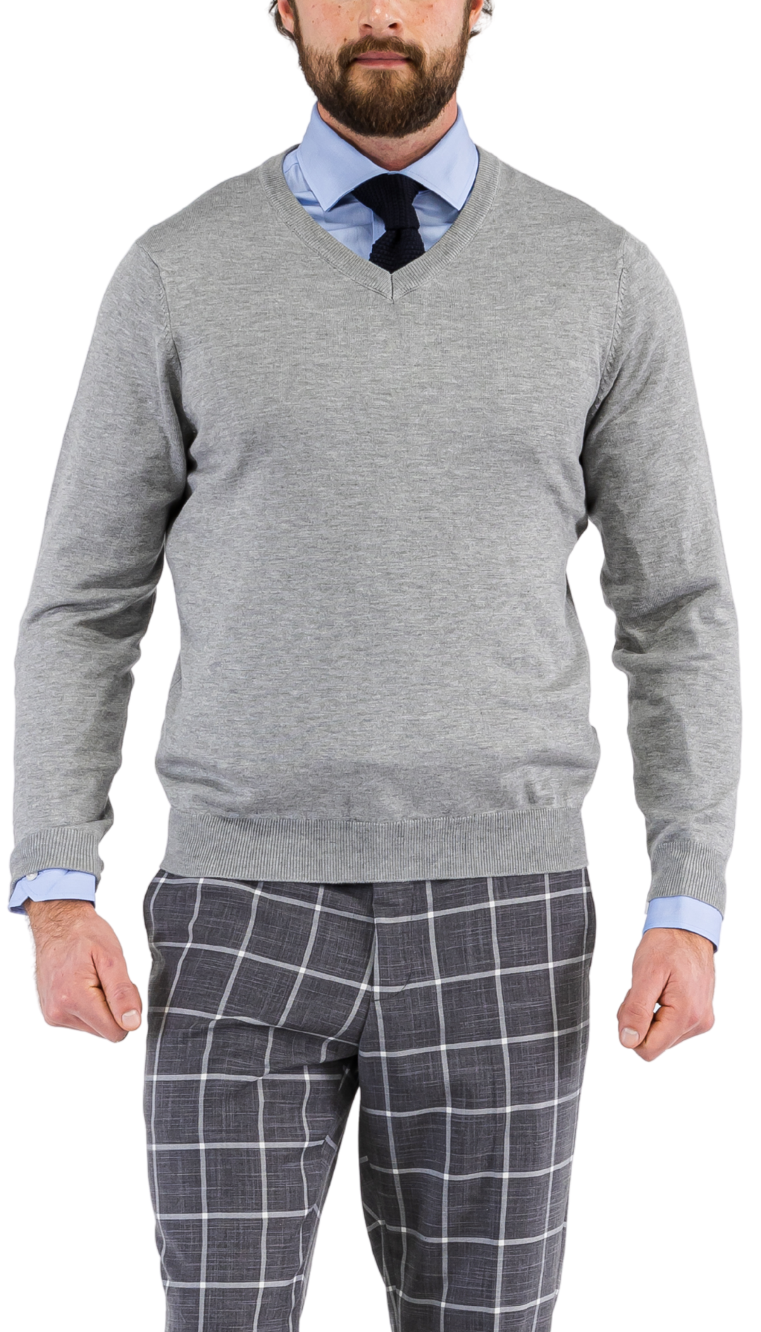 grey dress sweater men Grey with Grey Trim Luxury Touch Cotton and Cashmere Quarter Zip Sweater M