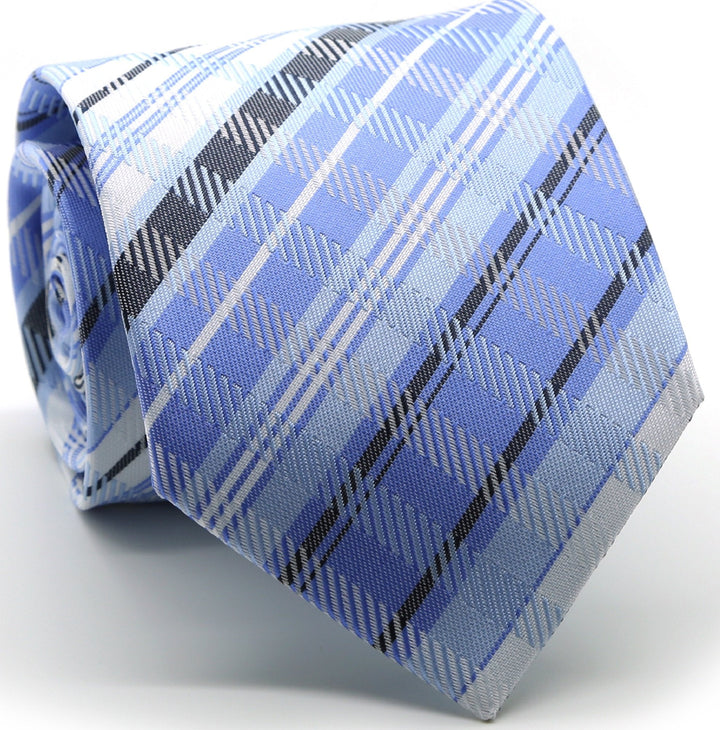Mens Dads Classic Blue Striped Pattern Business Casual Necktie &amp; Hanky Set VO-10 - FHYINC best men&