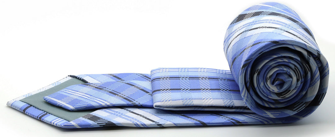 Mens Dads Classic Blue Striped Pattern Business Casual Necktie &amp; Hanky Set VO-10 - FHYINC best men&