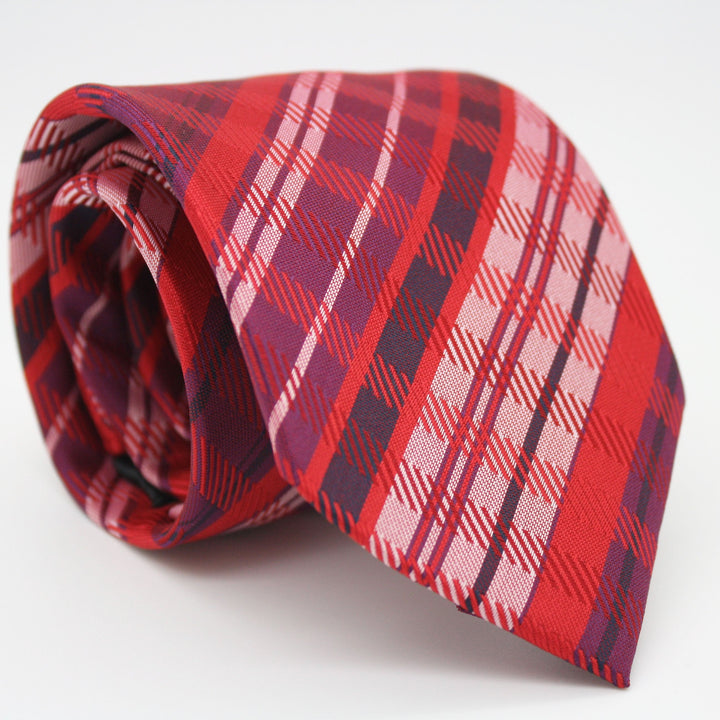 Mens Dads Classic Red Striped Pattern Business Casual Necktie &amp; Hanky Set VO-4 - FHYINC best men&