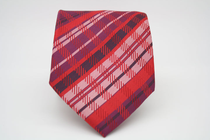 Mens Dads Classic Red Striped Pattern Business Casual Necktie &amp; Hanky Set VO-4 - FHYINC best men&