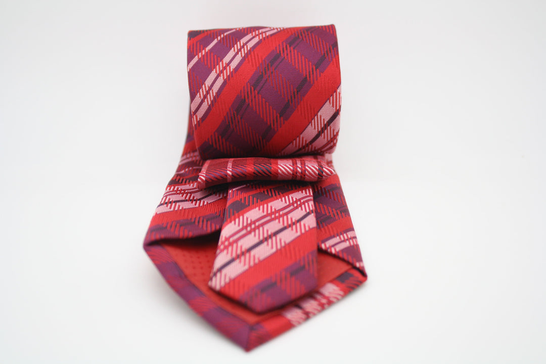 Mens Dads Classic Red Striped Pattern Business Casual Necktie &amp; Hanky Set VO-4 - FHYINC best men&
