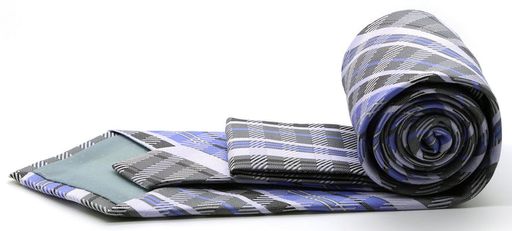 Mens Dads Classic Grey/Purple Striped Pattern Business Casual Necktie &amp; Hanky Set VO-7 - FHYINC best men&