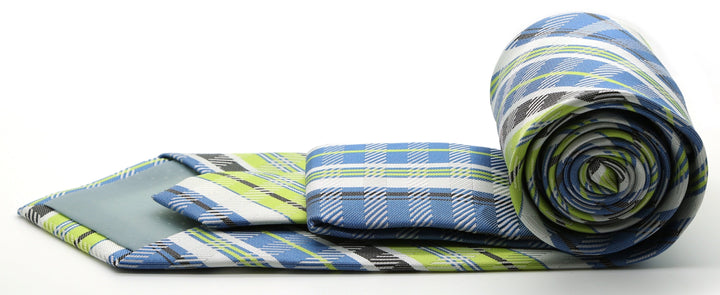 Mens Dads Classic Green Striped Pattern Business Casual Necktie &amp; Hanky Set VO-9 - FHYINC best men&