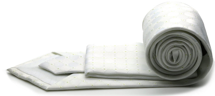 Mens Dads Classic White Geometric Pattern Business Casual Necktie &amp; Hanky Set W-4 - FHYINC best men&
