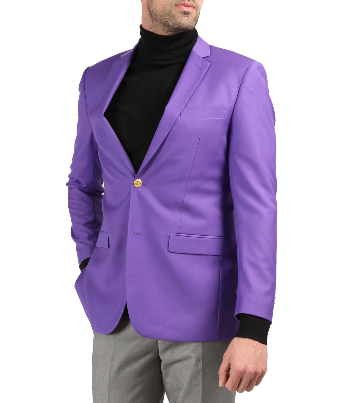 Men's Warwick Gold Button Slim Fit Purple Blazer Men's Warwick Gold Button Slim Fit Purple Blazer