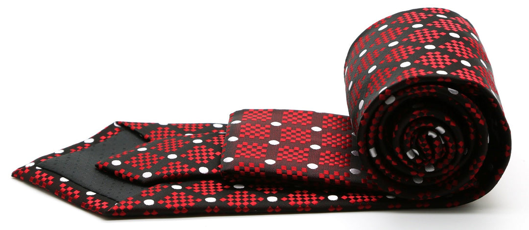 Mens Dads Classic Red Circle Pattern Business Casual Necktie &amp; Hanky Set XO-2 - FHYINC best men&