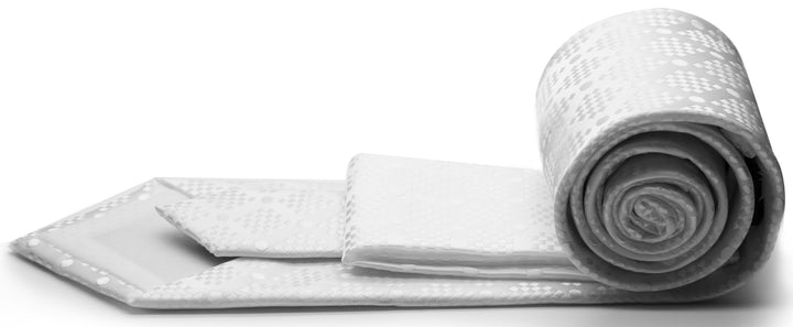 Mens Dads Classic White  Circle Pattern Business Casual Necktie &amp; Hanky Set XO-6 - FHYINC best men&