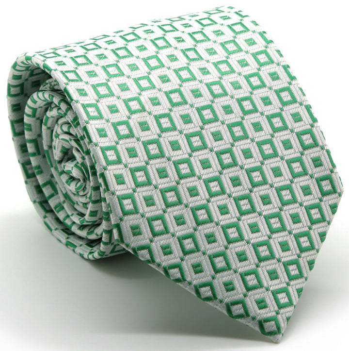 Mens Dads Classic Green Geometric Pattern Business Casual Necktie &amp; Hanky Set Y-6 - FHYINC best men&