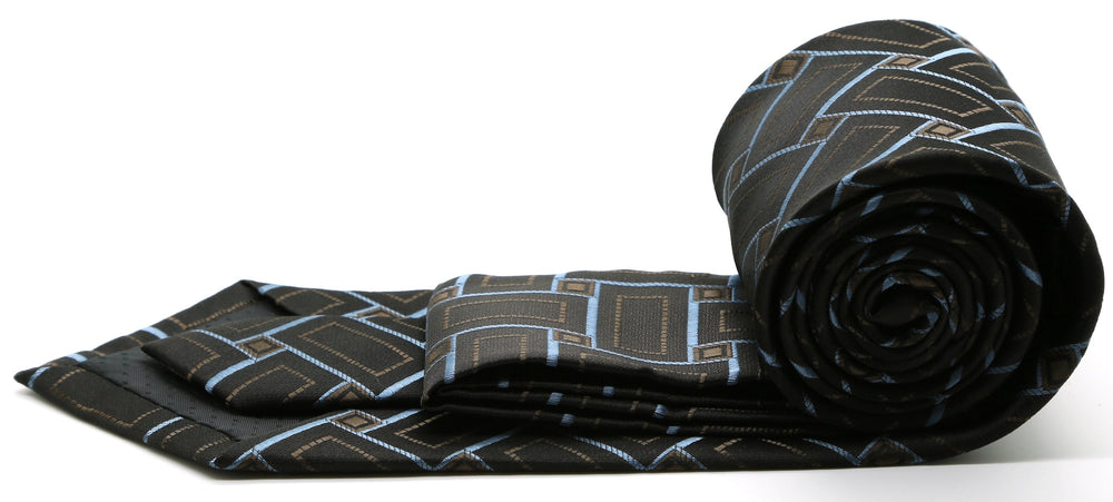 Mens Dads Classic Black Stripe Pattern Business Casual Necktie & Hanky Set Z-1 - FHYINC best men's suits, tuxedos, formal men's wear wholesale