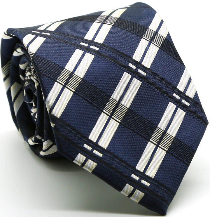 Mens Dads Classic Navy Stripe Pattern Business Casual Necktie &amp; Hanky Set Z-3 - FHYINC best men&