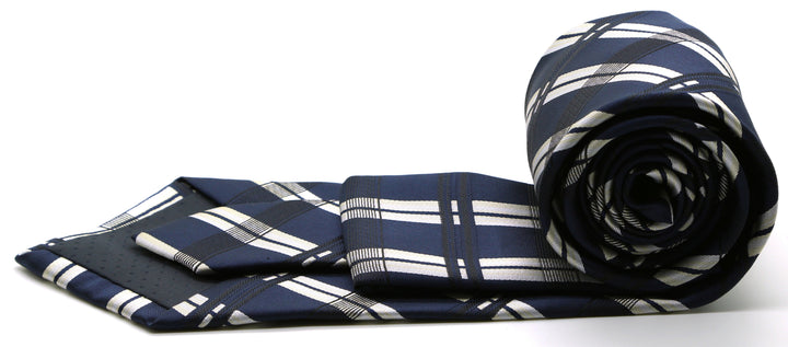 Mens Dads Classic Navy Stripe Pattern Business Casual Necktie &amp; Hanky Set Z-3 - FHYINC best men&
