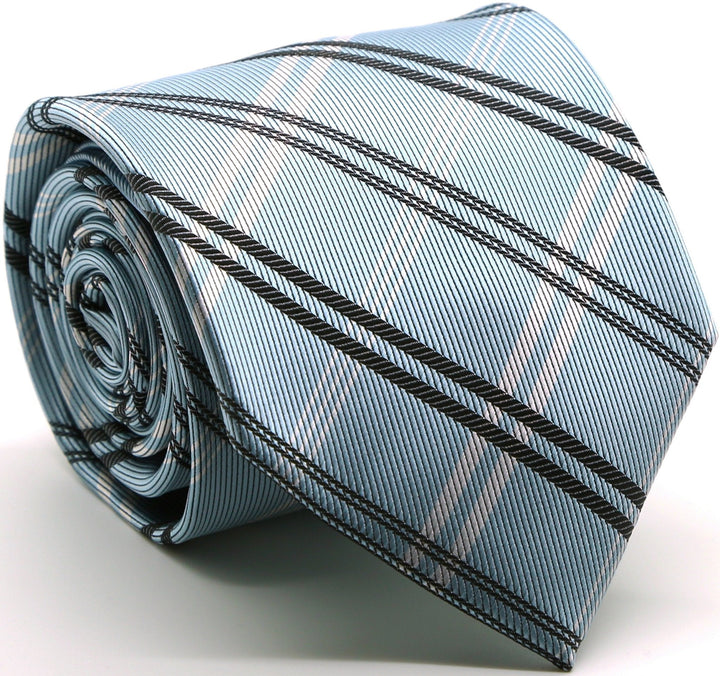 Mens Dads Classic Blue Stripe Pattern Business Casual Necktie &amp; Hanky Set Z-4 - FHYINC best men&